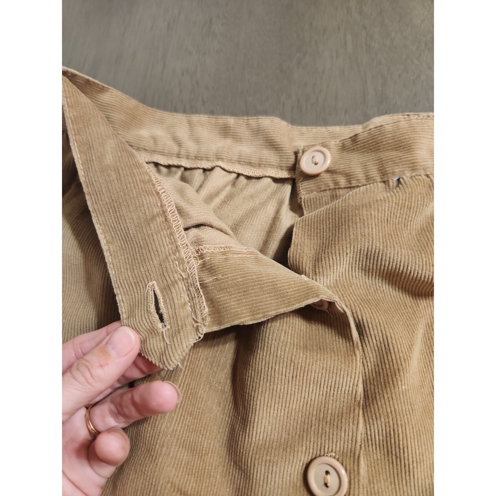 Vtg Brown‎ Corduroy Midi Skirt Button Front Made USA Minimal Academia Casual - Picture 5 of 13